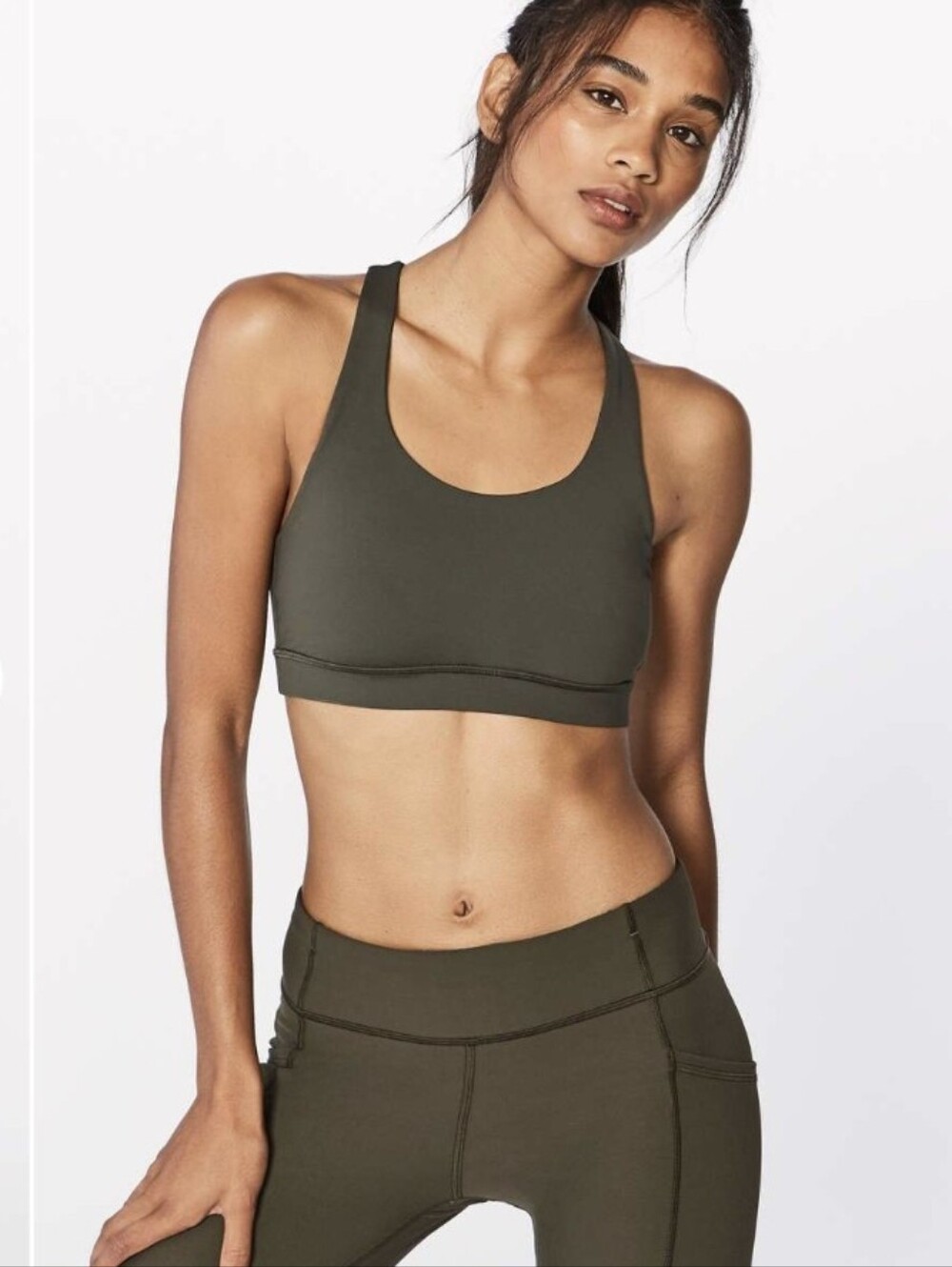 Lululemon Athletica Invigorate Sports Bra in Dark Olive